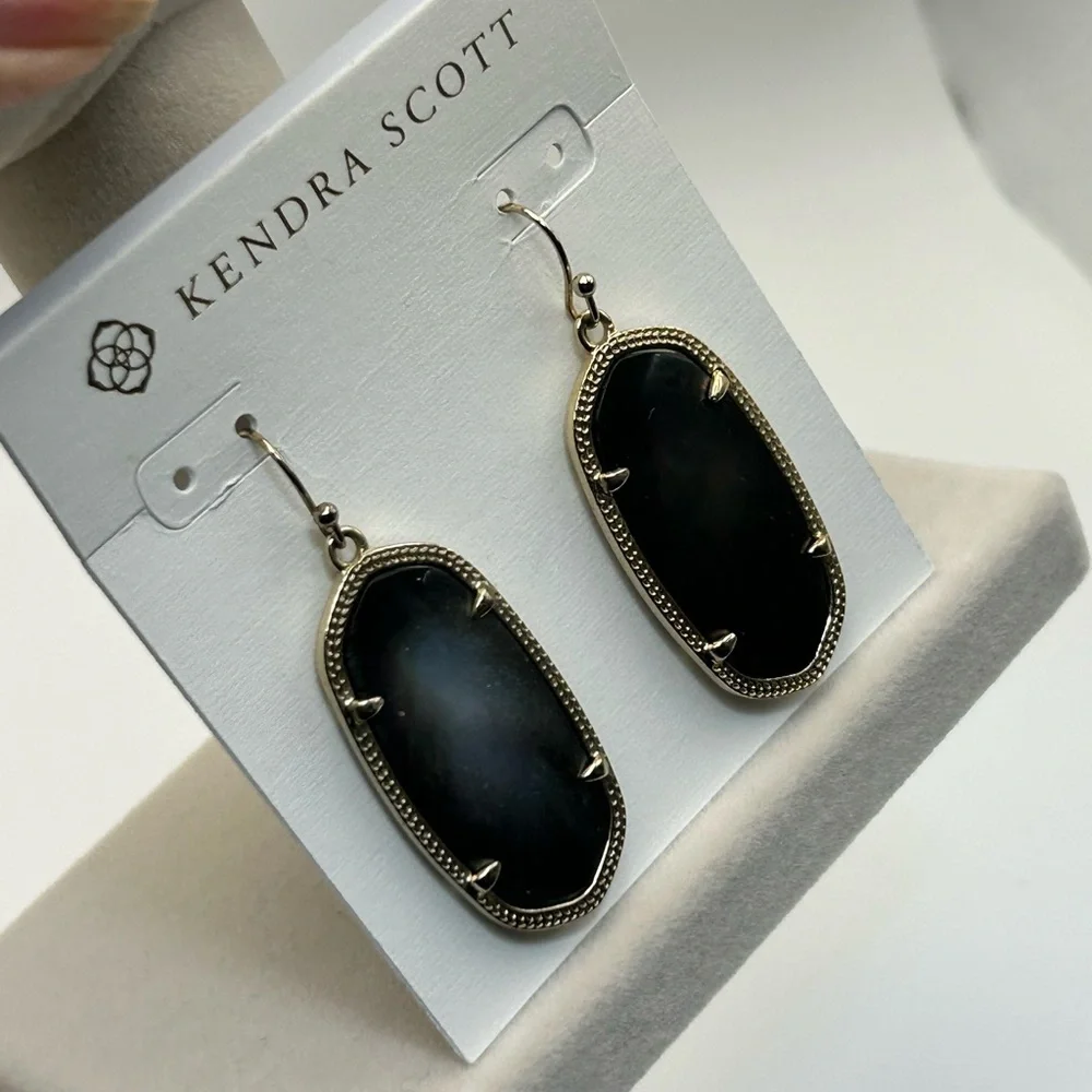 Kendra Scott Elle Earrings Black Iridescent 1.5